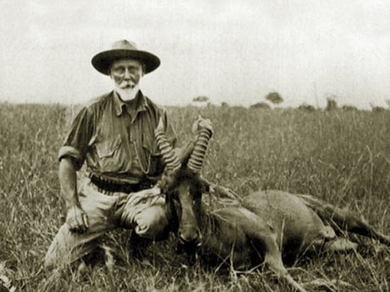 f the great Frederick Courtenay Selous with topi antelope trophy in Rhodesia.jpg