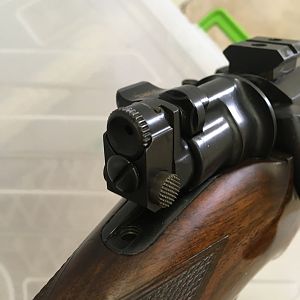 Cocking piece mounted ghost ring on my 404 Jeffery Rifle