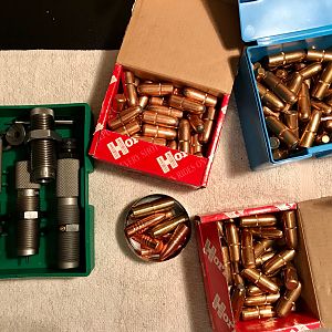 Set of RCBS Dies with shell holder and Lee FCD & Bullets to reload