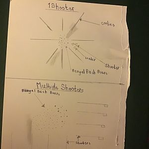 Drawn diagrams of the different methods used to cull Bengal Bush Bush Boars