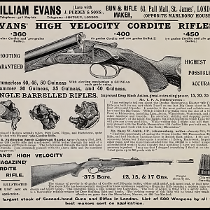 Old William Evans Cordite Rifle Advertisement