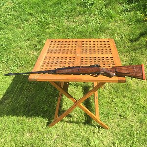 26" original Mauser profile barrel, Pre WW II Oberndorf action, Silvers, 1/4 rib, 400 yrs old Juglans Regia full fiddleback