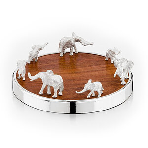 Wine Bottle Coaster Plated Silver & Rhodesian Teak from African Sporting Creations