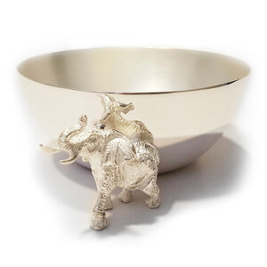 Plated Silver Elephant Snack Bowl from African Sporting Creations