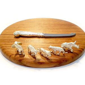 Cheese Board Plated Silver & Rhodesian Teak from African Sporting Creations