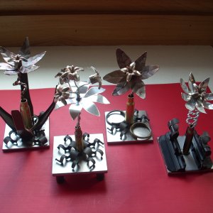 Ornaments Made From Recovered Pistol Bullets