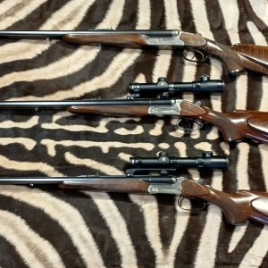 Heym 88B .458 Win, Merkel 140AE .416 Rigby & Merkel 140AE .375 H&H Rifle