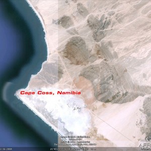 Google Earth Satellite Imagery of Cape Cross in Namibia