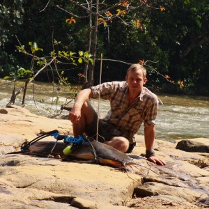 Catfish harpooned in CAR with Central African Wildlife Adventures