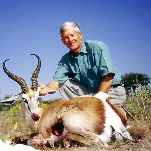 Holstein Hunting Safaris Namibia - client with big Springbuck