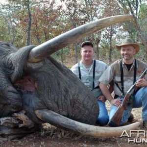 67 lb. Elephant with 470 Nitro taken with Warthog Safaris