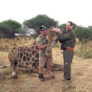 Setting up a Giraffe for trophy pictures