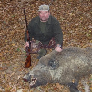 my 9.3x74r jefferys double rifle and a hungarian boar