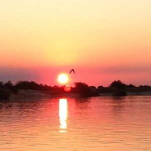 Sunset on the Zambezi river