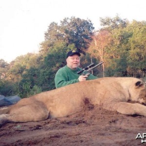 Handgun Lioness  -- Lowveld riverbed