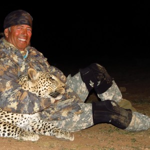 Leopard hunted at Ozondjahe Hunting Safaris in Namibia