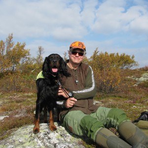 Me and my gundog in the mountains in Norway