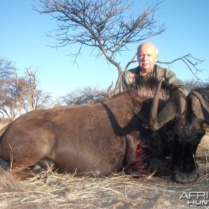 Black Wildebeest hunted with Ozondjahe Hunting Safaris in Namibia