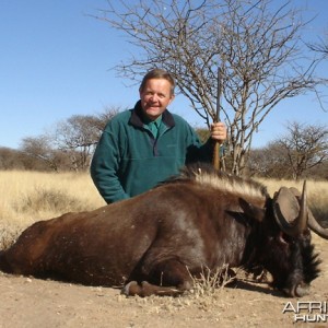 Black Wildebeest hunted with Ozondjahe Hunting Safaris in Namibia