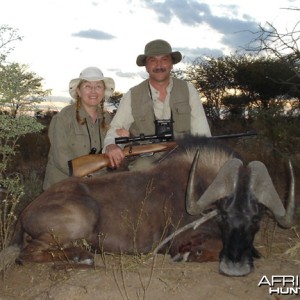 Black Wildebeest hunted with Ozondjahe Hunting Safaris in Namibia