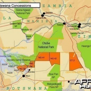 Map of Hunting Concessions of Johan Calitz Safaris in Botswana