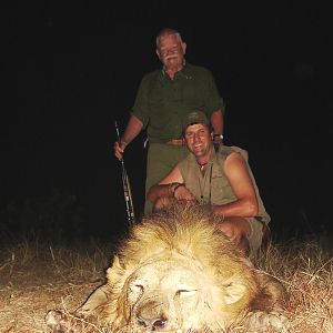 Lion hunt Selous Tanzania