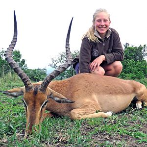 My daughter with her impala, 160 meter frontal chest shot, it was perfect! Tough not to be proud!