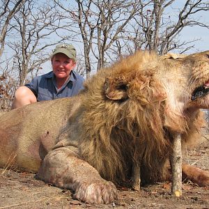 Lady Hunter and her wild free roaming Lion hunted walk and stalk, no baiting allowed.