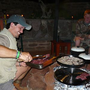 Preparing Steak Hunting Accommodation Namibia