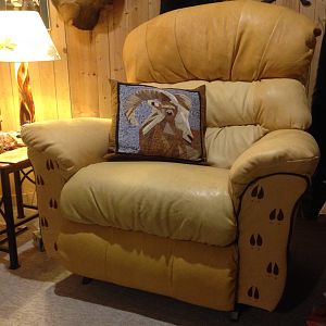 Recliner Chair made with Moose, Elk & Caribou tanned hides