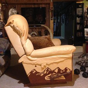 Recliner Chair made with Moose, Elk & Caribou tanned hides