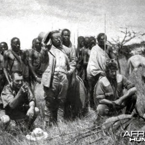 Theodore Roosevelt and some of the Nandi warriors