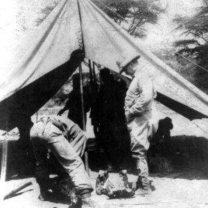 Theodore Roosevelt, naturalist looking for the bullet in the hippo's skull