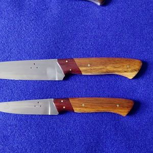 Two knives of a 4 Knife kitchen set with Jarrah and Blackwood