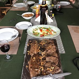 Buffalo Steak Milanese with potatoes and steamed vegetables