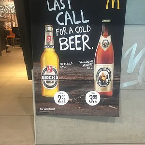 Last call for beer at McDonald's in Frankfurt