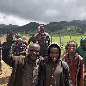 Some children in the mountain village