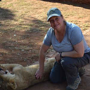 Petting Lion cubs