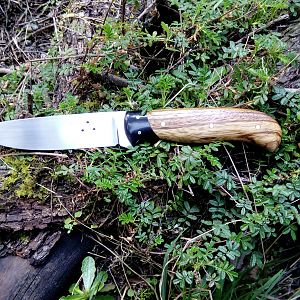 Safari Knife in 1095 with Buffalo Horn and Zebrawood