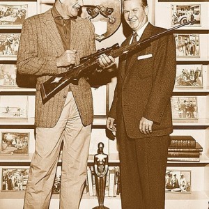 Roy Weatherby delivering John wayne his custom .300 WM