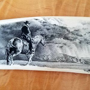 Scrimshaw Art of Cowboy