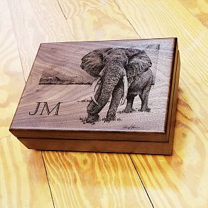 Elephant Scrimshaw Art Box