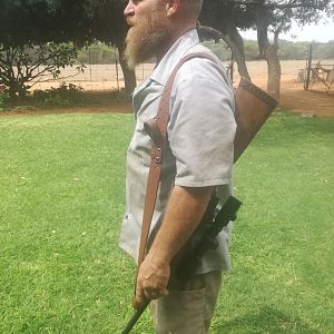 Leather hand made shooting/hunting sling designed by Hansie Minnaar