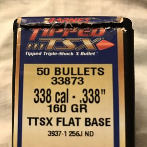 Barnes 338 TTXS 160 Bullets