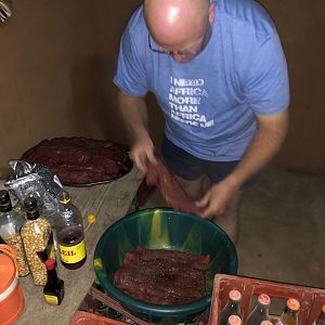 Stobbs making biltong from the Filet