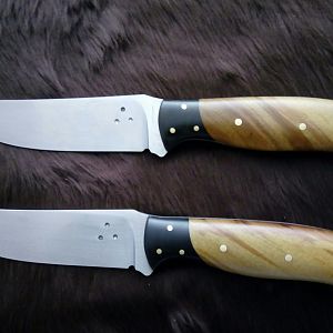 Pair of Old Western Skinner Knives with Swamp Kauri handles