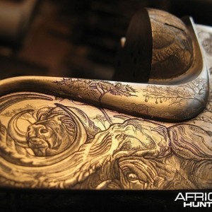 Cape Buffalo Engraving on Double Rifle