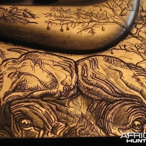 Cape Buffalo Engraving on Double Rifle