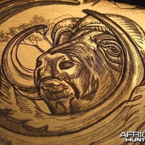 Cape Buffalo Engraving on Double Rifle