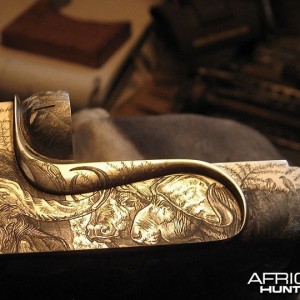 Cape Buffalo Engraving on Double Rifle